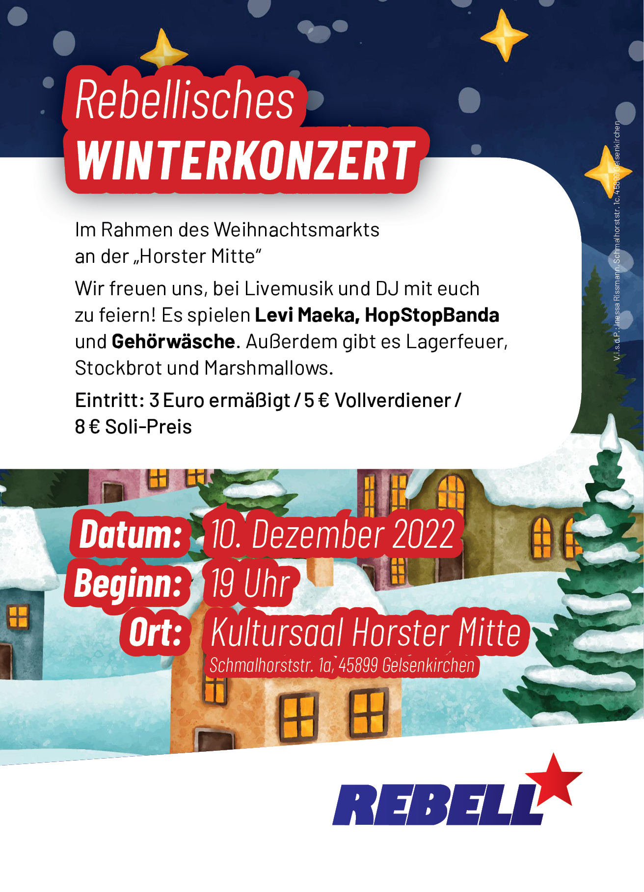 Read more about the article Der Jugendverband REBELL lädt ein: Rebellisches Winterkonzert am 10. Dezember 2022!