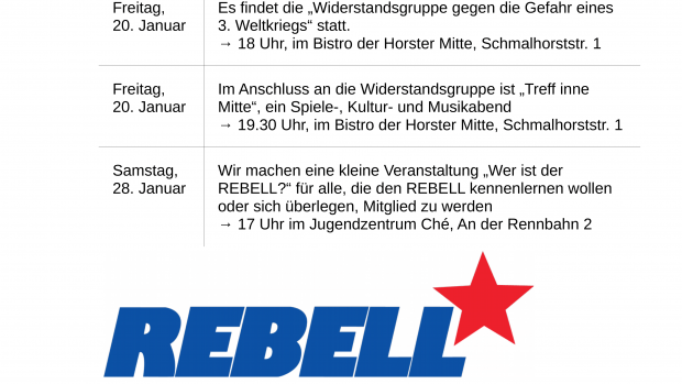 Monatsprogramm des REBELL Gelsenkirchen im Januar