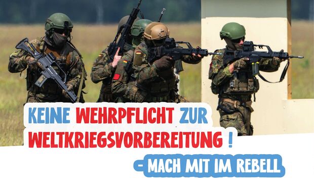 Flugblatt: „Keine Wehrpflicht zur Weltkriegsvorbereitung!“