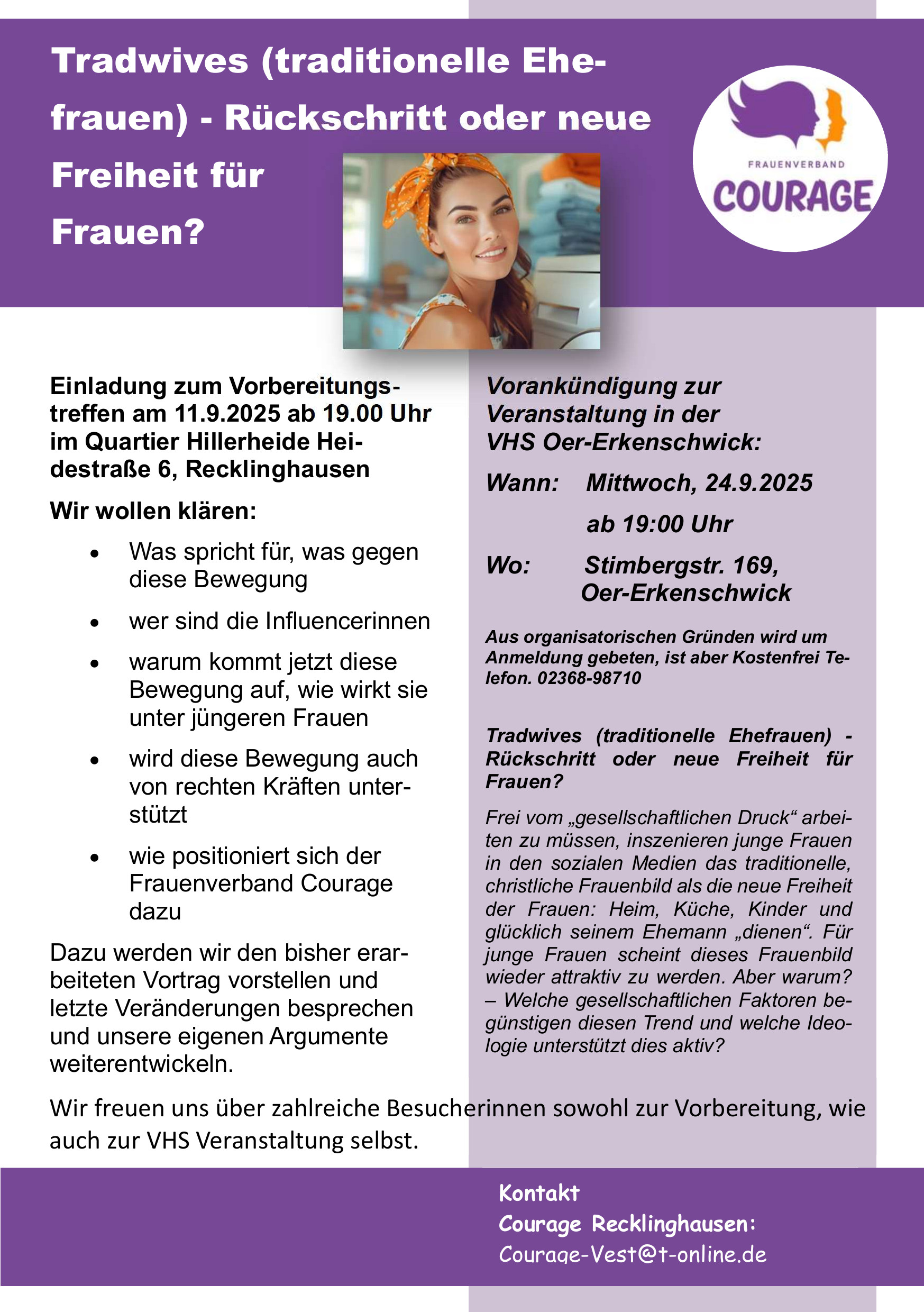 Veranstaltungshinweis: Tradwives – Rückschritt oder neue Freiheit für Frauen?