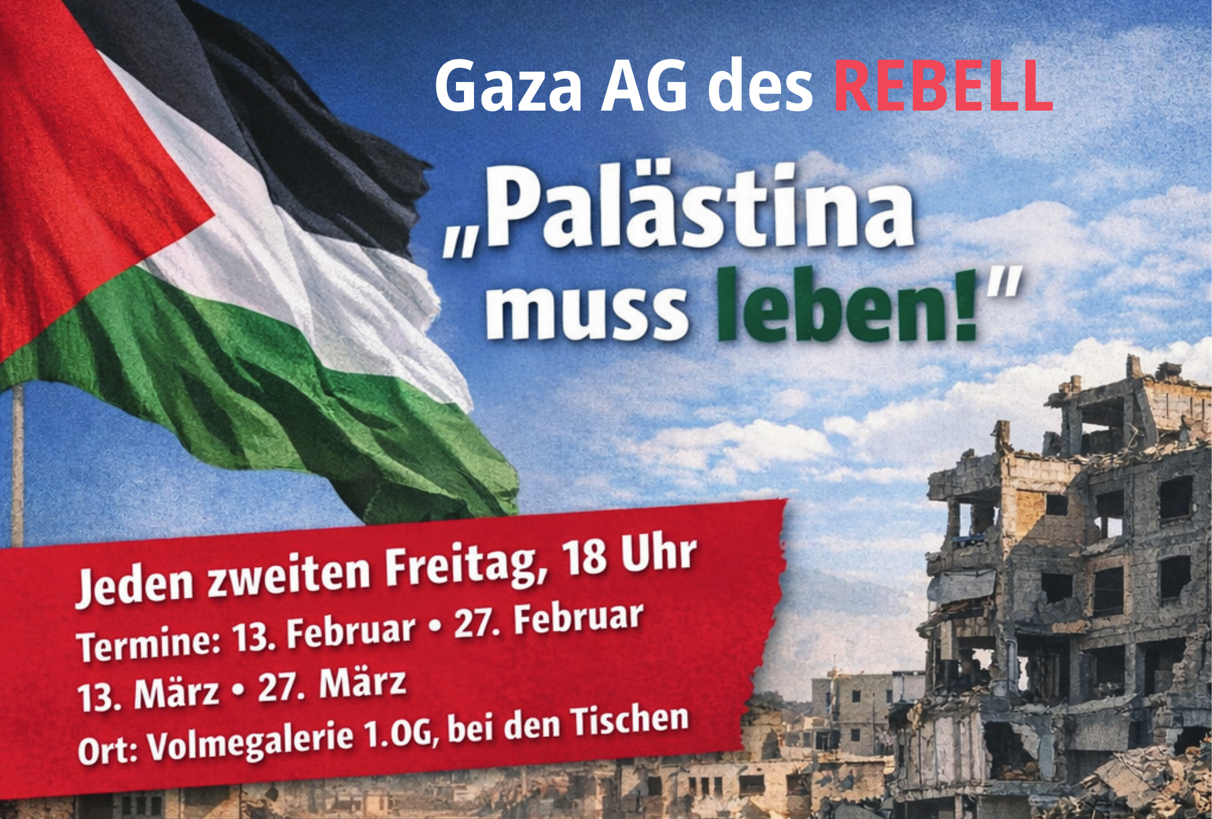 Hagen: Gemeinsame Mahnwache der Gaza-Soli-AG und von Palästina muss leben