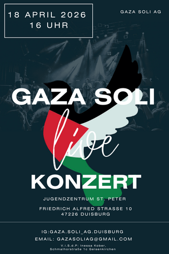 Einladung zum Gaza Soli Konzert in Duisburg am 18.04.