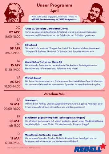 REBELL Stuttgart: Unser Programm für den April