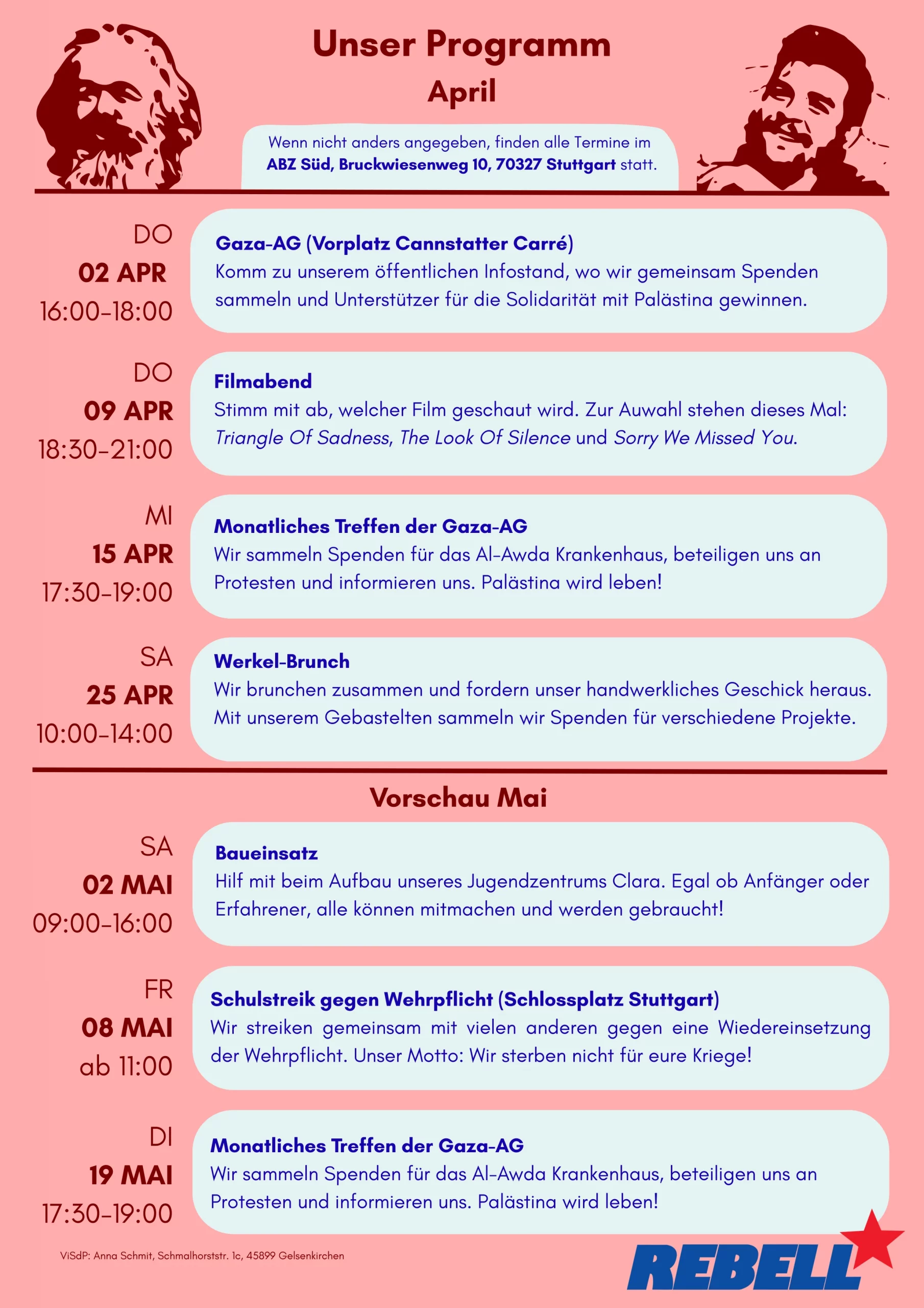 REBELL Stuttgart: Unser Programm für den April