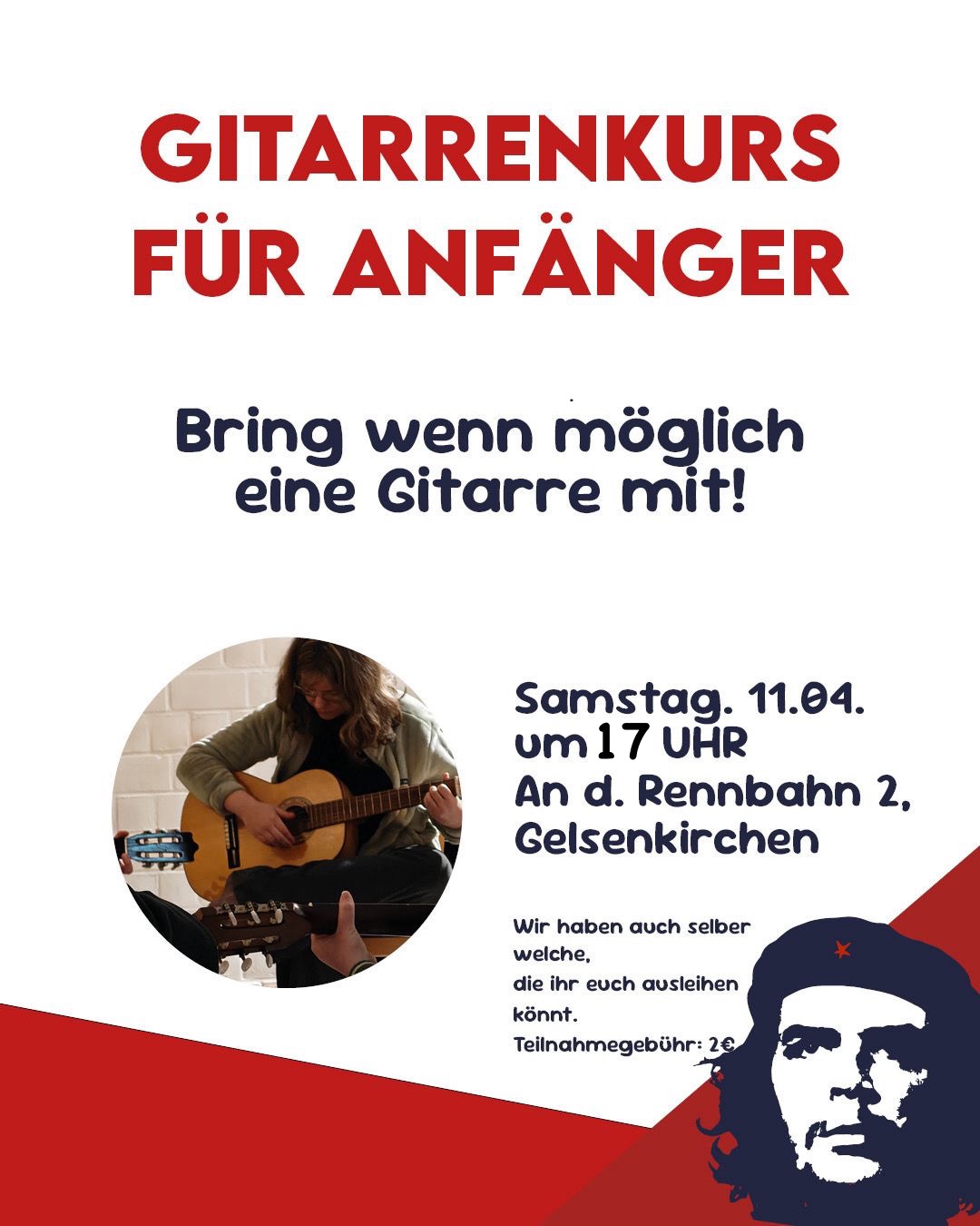 Diesen Samstag im CHE: Gitarren-Einsteiger-Kurs