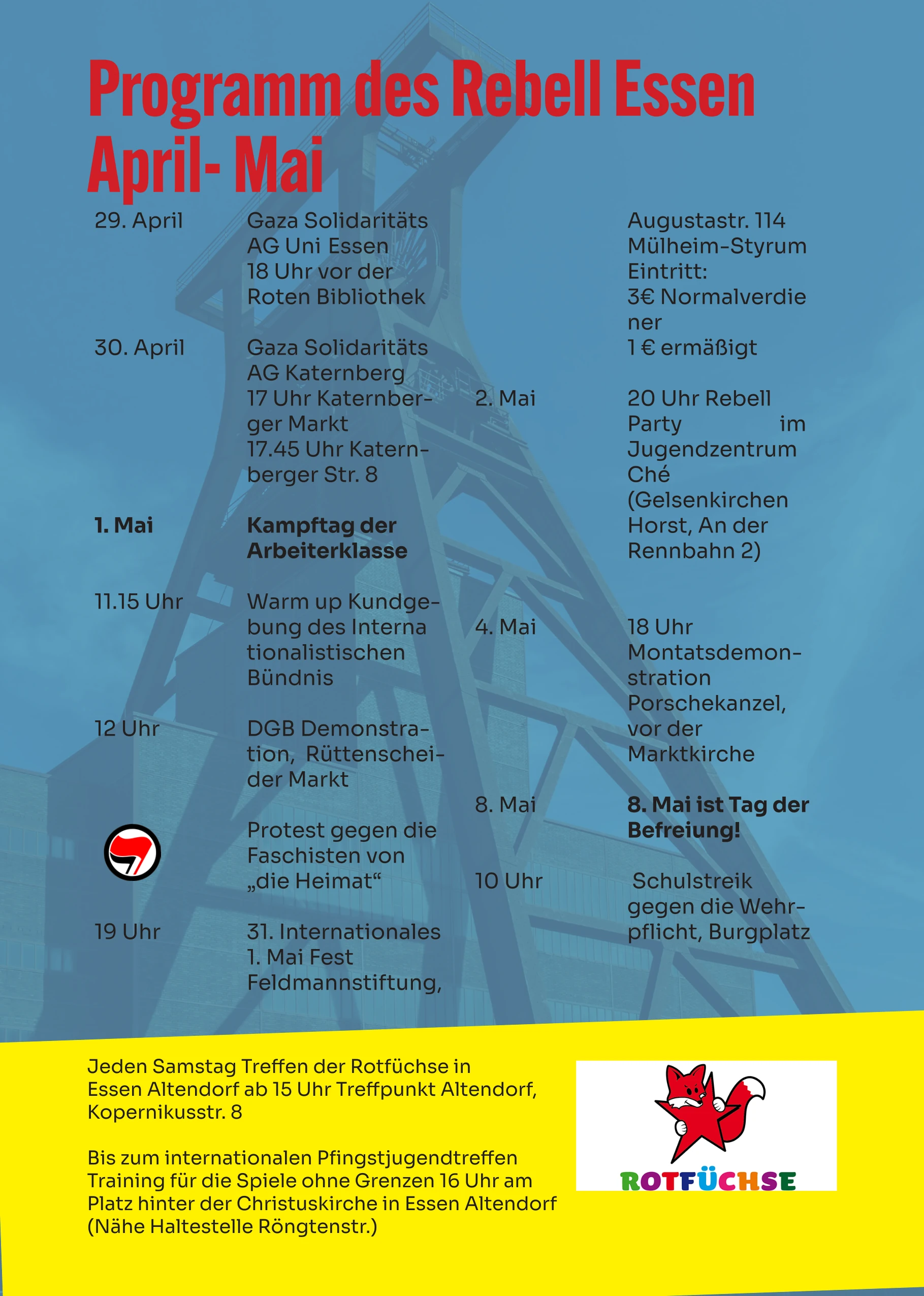 Essen: Unser REBELL-Programm von April bis Mai