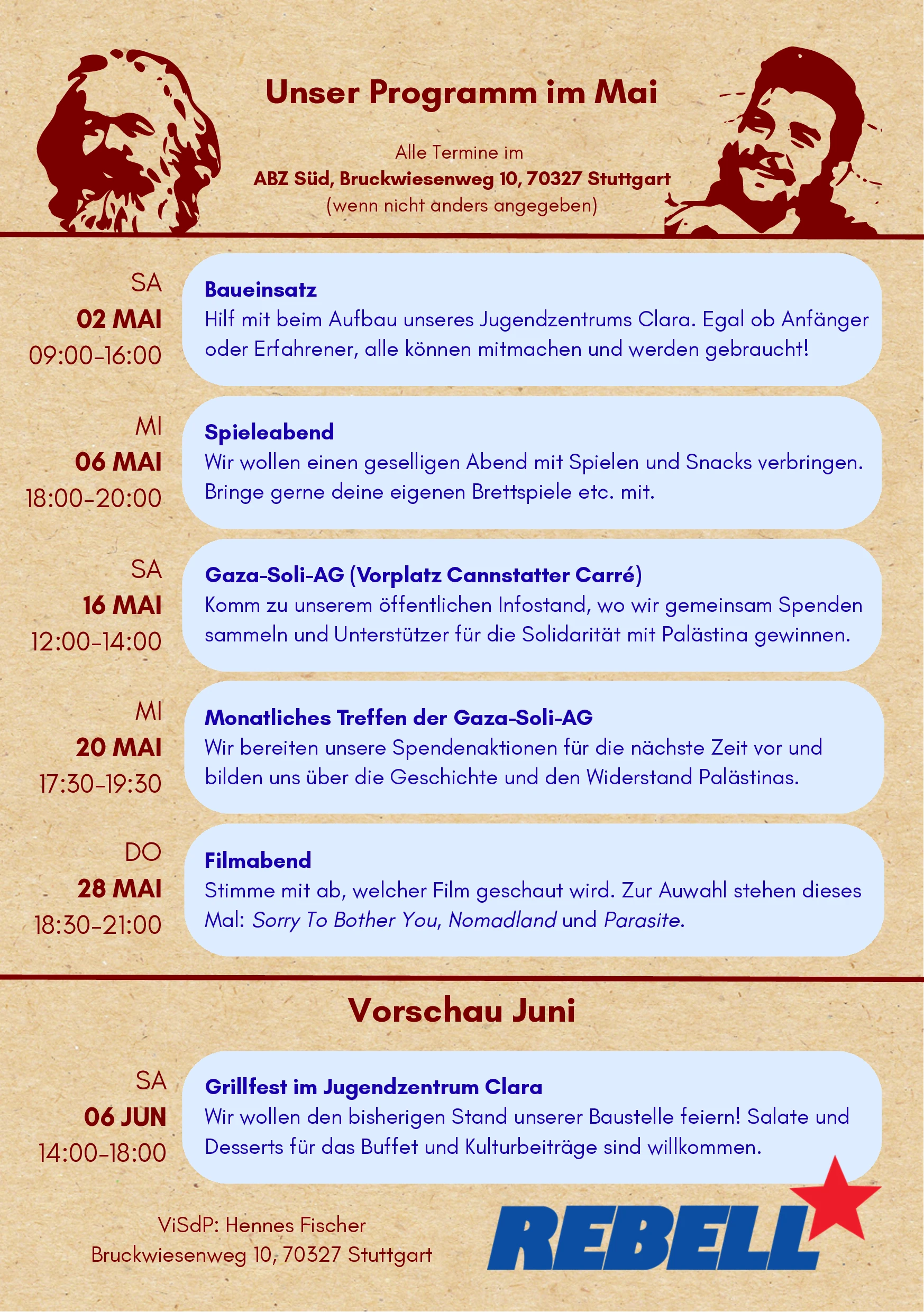 REBELL Stuttgart: Unser Programm für den Mai