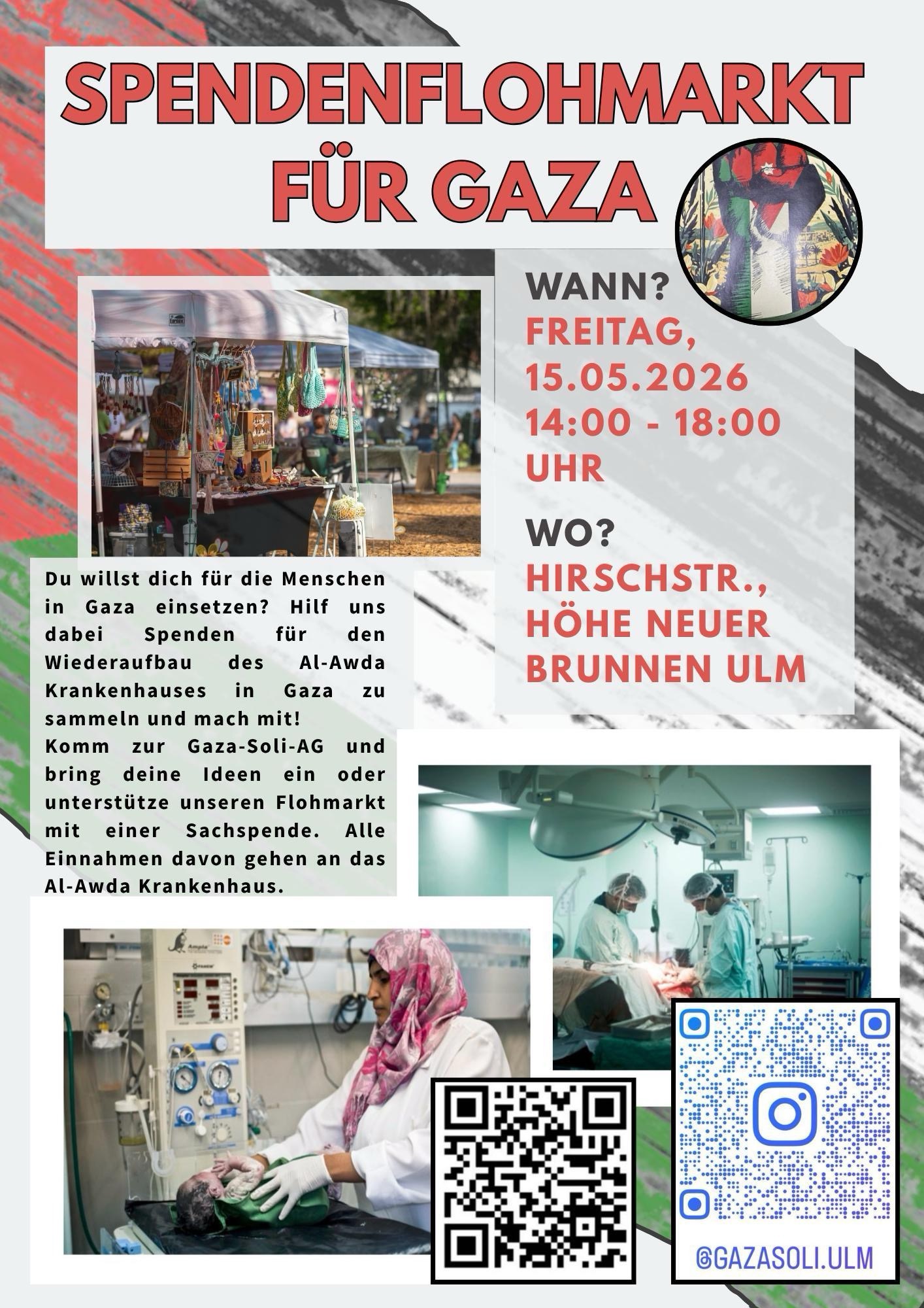 Ulm: Spendenflohmarkt für Gaza am 15.05.