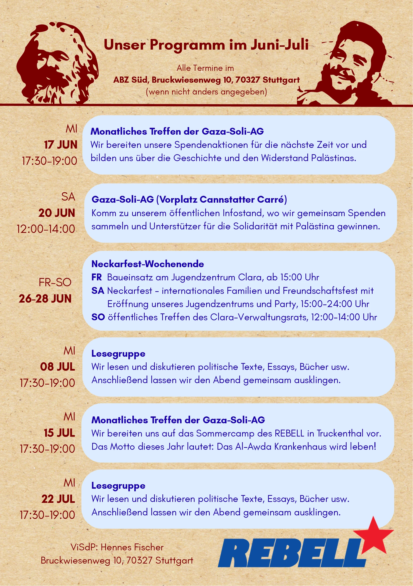 Stuttgart: Unser REBELL-Programm Juni-Juli