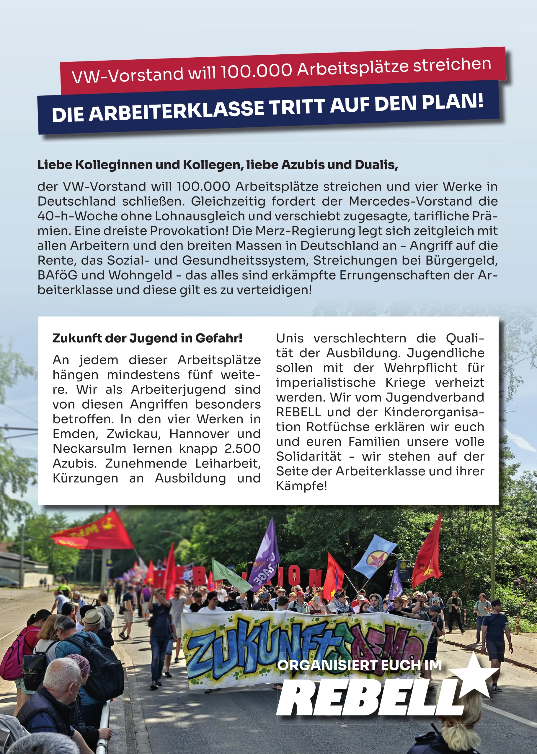 VW-Vorstand will 100.000 Arbeitsplätze streichen – DIE ARBEITERKLASSE TRITT AUF DEN PLAN!
